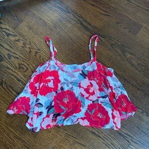 Cupcakes and Cashmere Floral Cold Shoulder Crop Top Medium